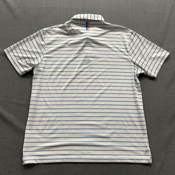 Rhoback Shirt Mens XL White Blue Striped Golf Polo Performance Stretch Preppy - Picture 2 of 11